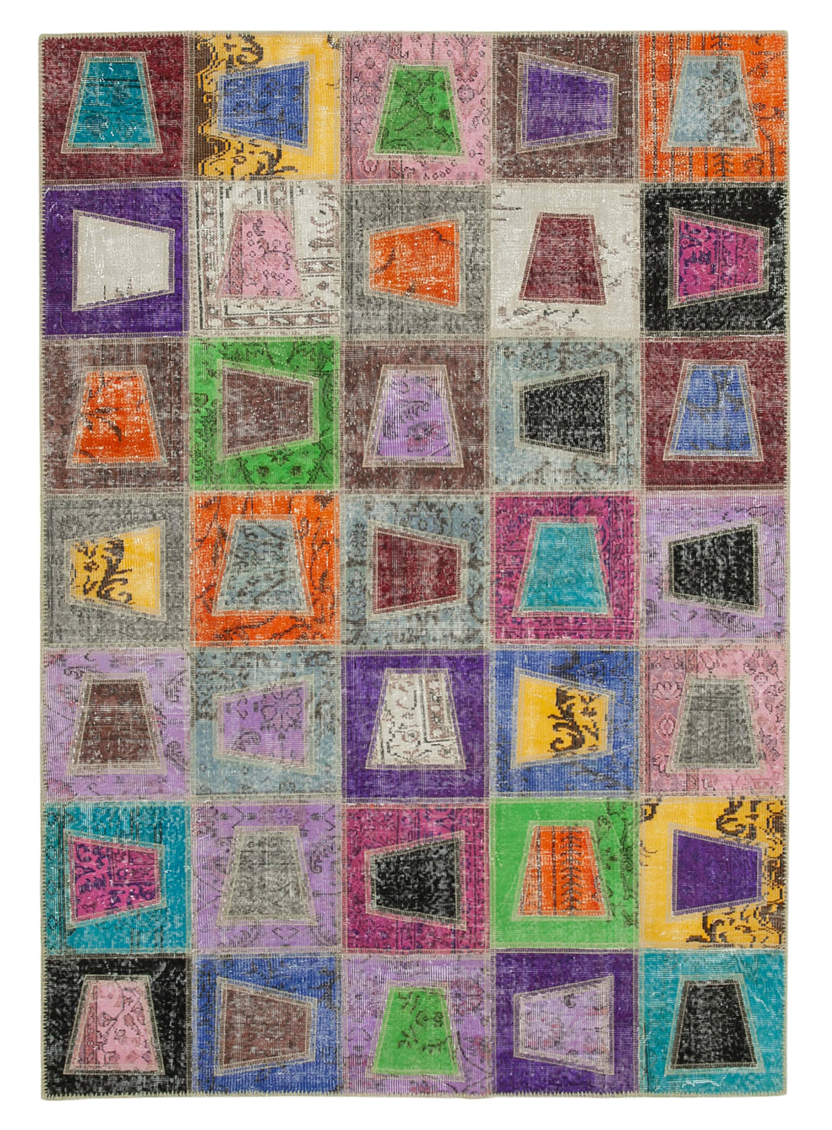 6x9 Multicolor Modern Patchwork Rug - 29610