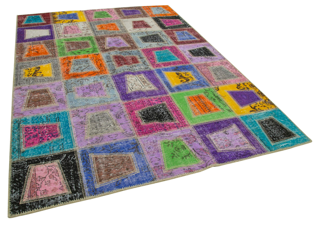 6x9 Multicolor Modern Patchwork Rug - 29610