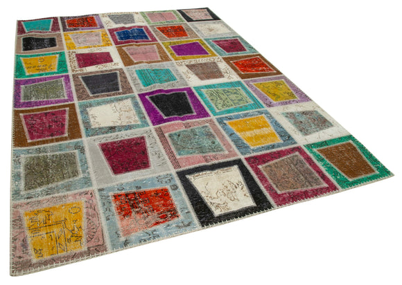 7x9 Multicolor Modern Patchwork Rug - 29616