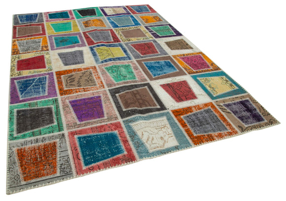 7x9 Multicolor Modern Patchwork Rug - 29618