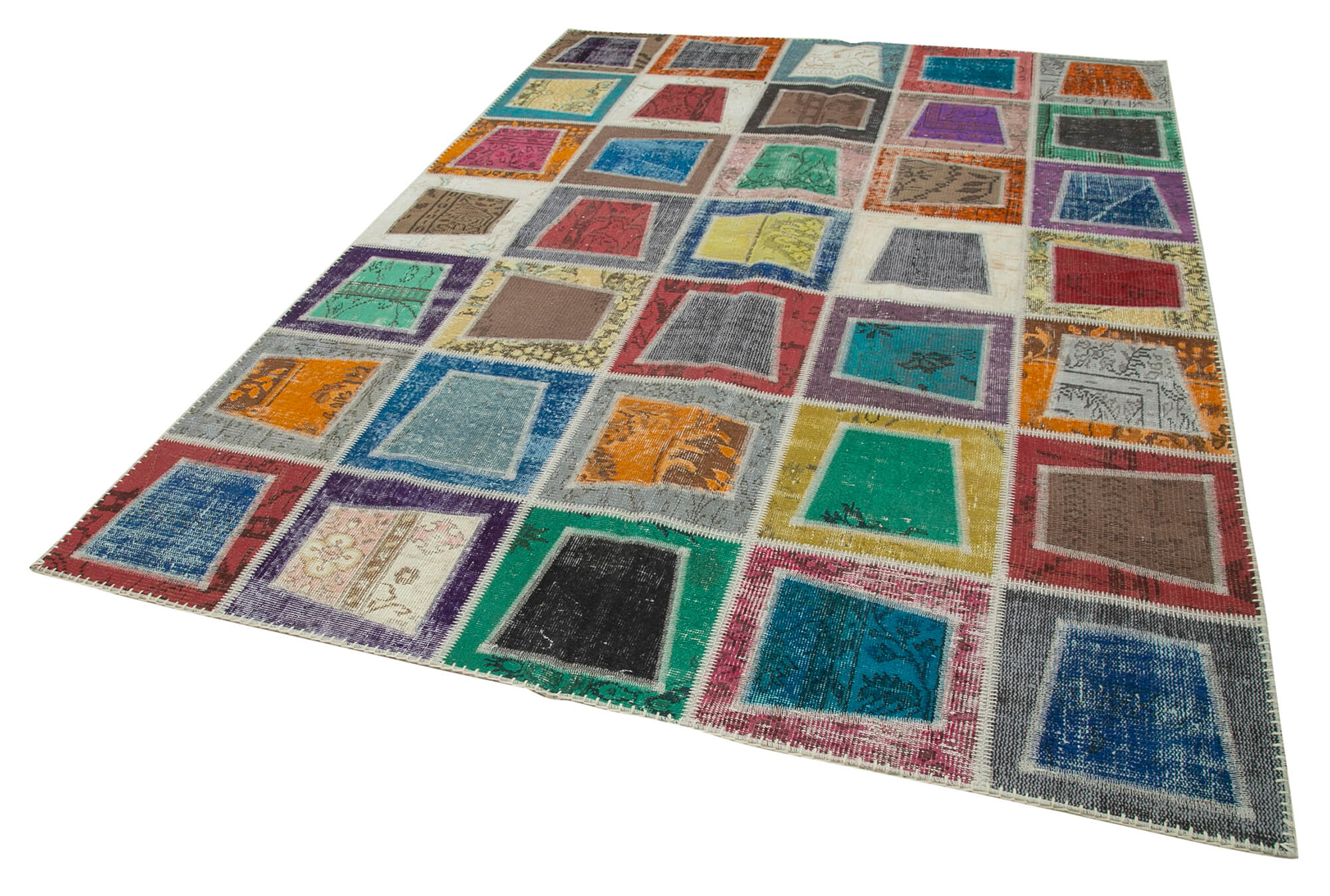 7x9 Multicolor Modern Patchwork Rug - 29618