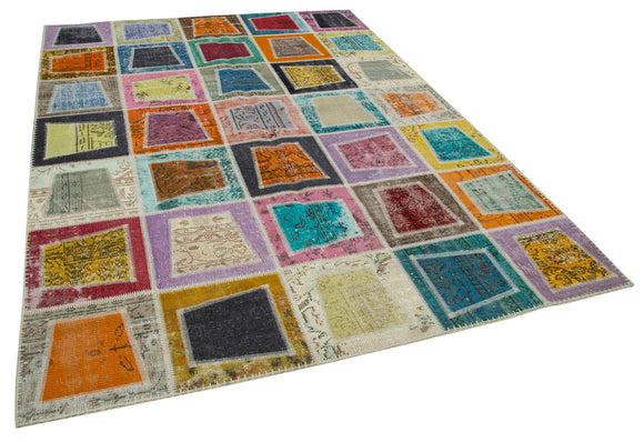 7x9 Multicolor Modern Patchwork Rug - 29621
