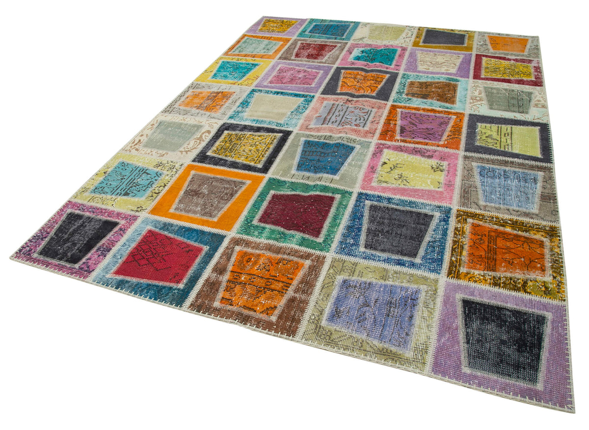 7x9 Multicolor Modern Patchwork Rug - 29621