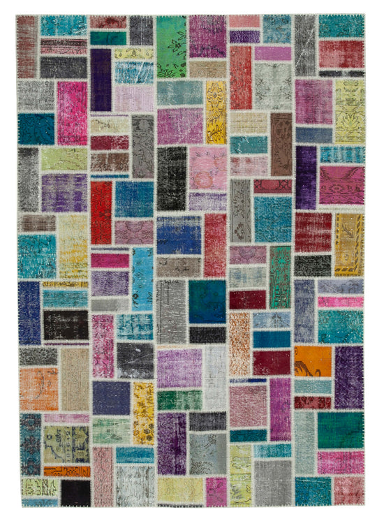 7x10 Multicolor Modern Patchwork Rug - 29629