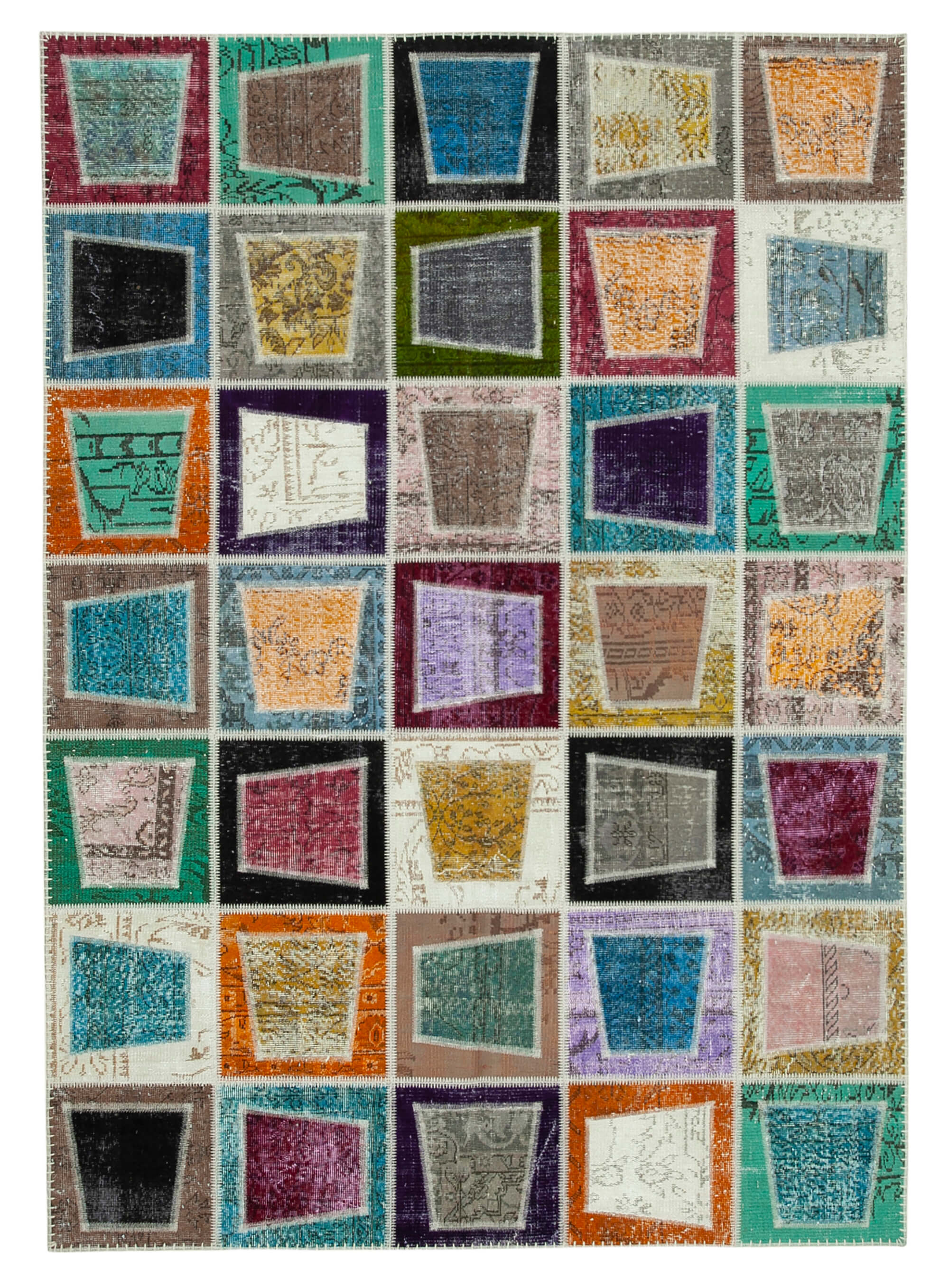 6x9 Multicolor Modern Patchwork Rug - 29631