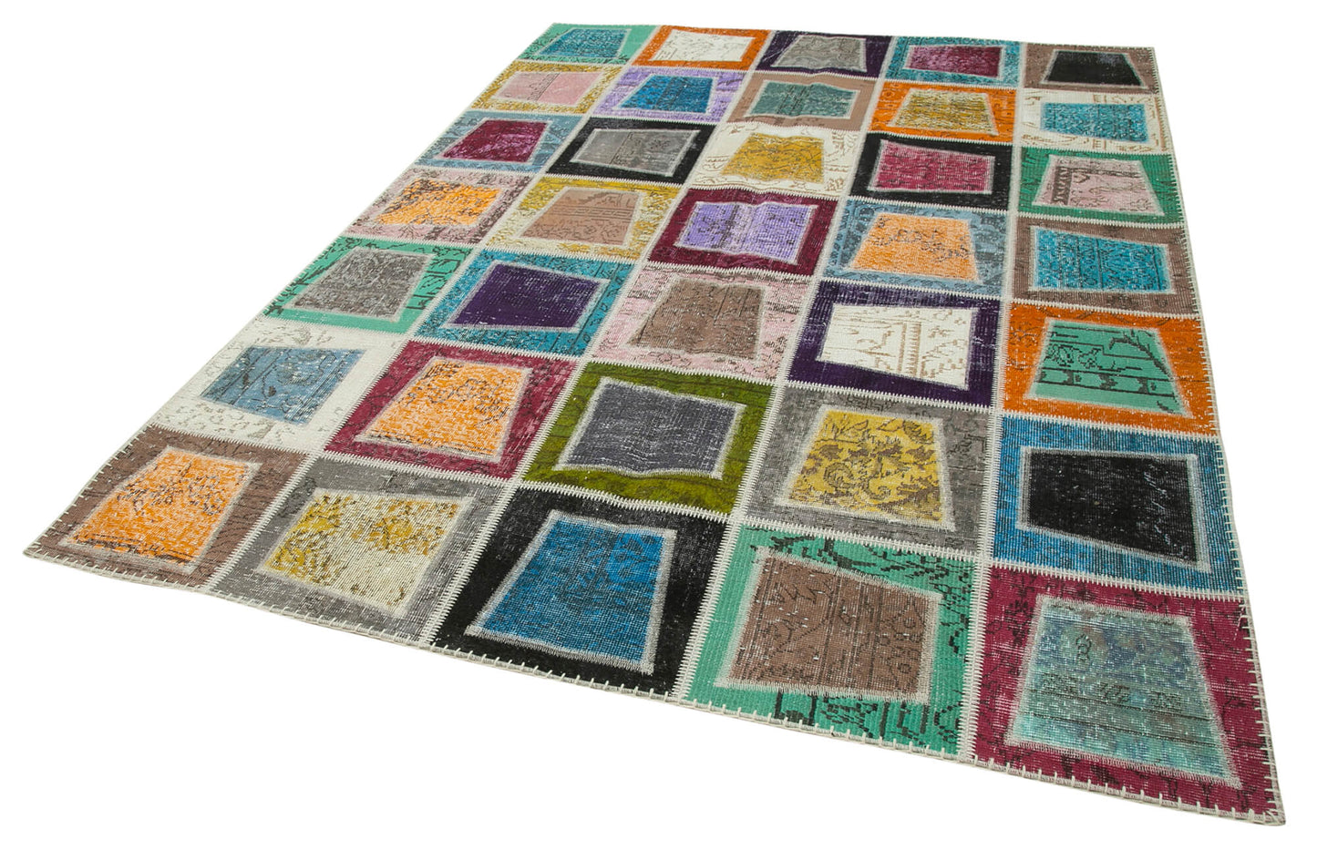 6x9 Multicolor Modern Patchwork Rug - 29631