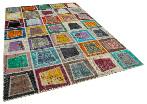 7x9 Multicolor Modern Patchwork Rug - 29636