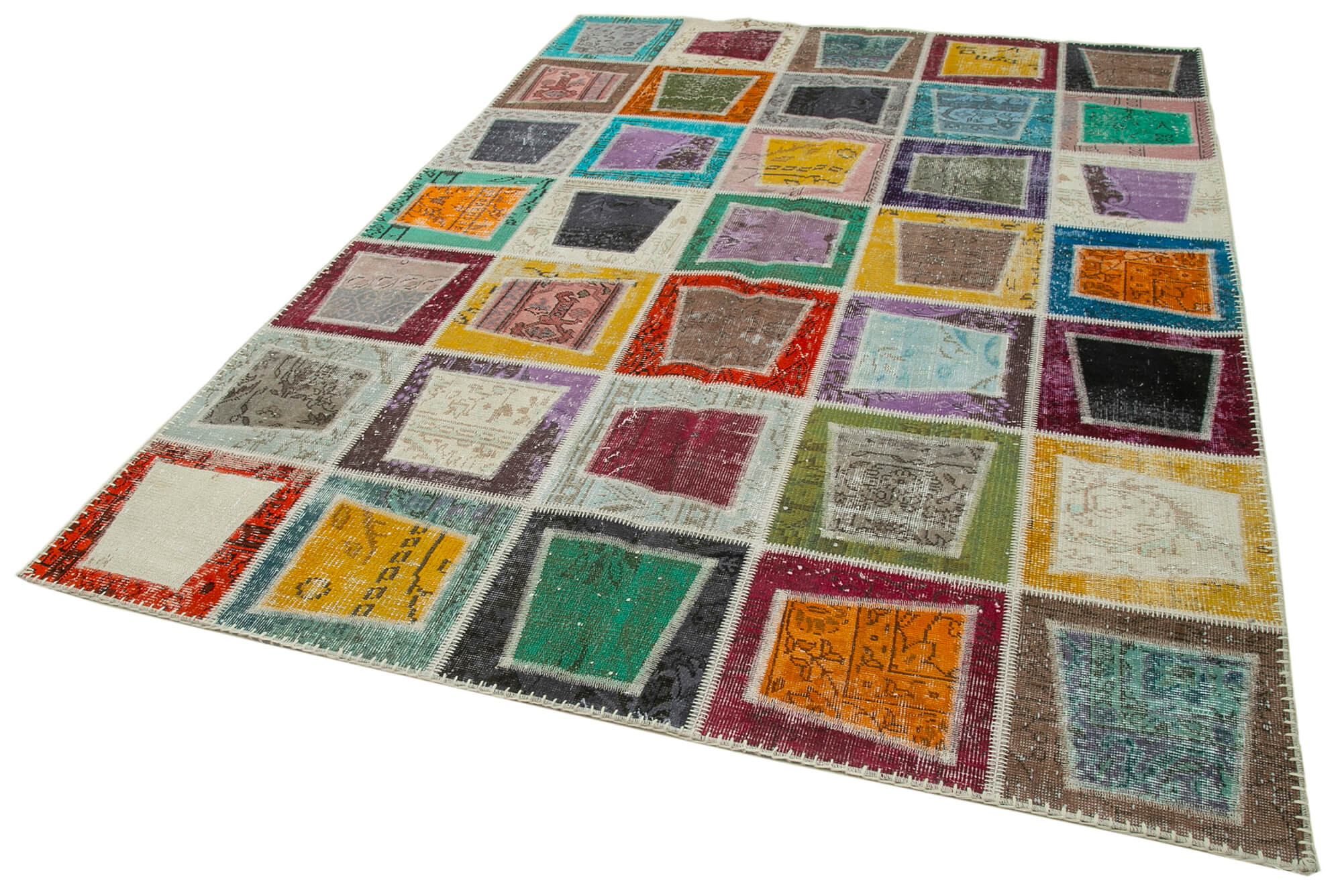 7x9 Multicolor Modern Patchwork Rug - 29636