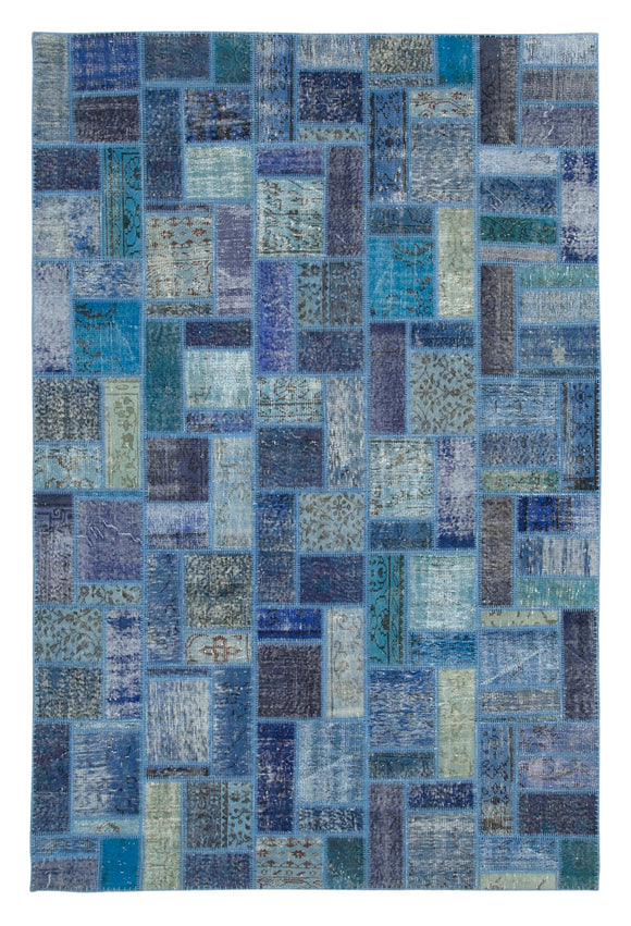 7x10 Blue Modern Patchwork Rug - 29637