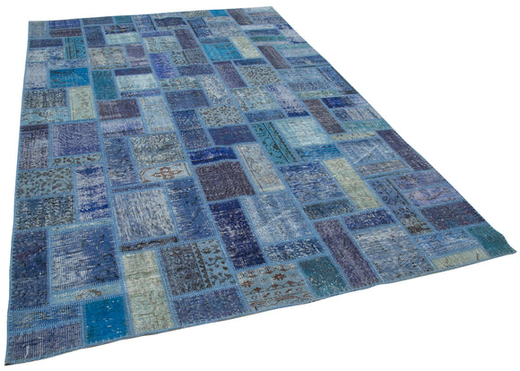 7x10 Blue Modern Patchwork Rug - 29637
