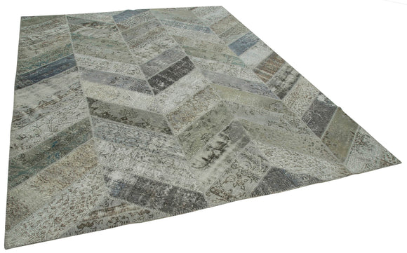 8x10 Grey Modern Patchwork Rug - 29652