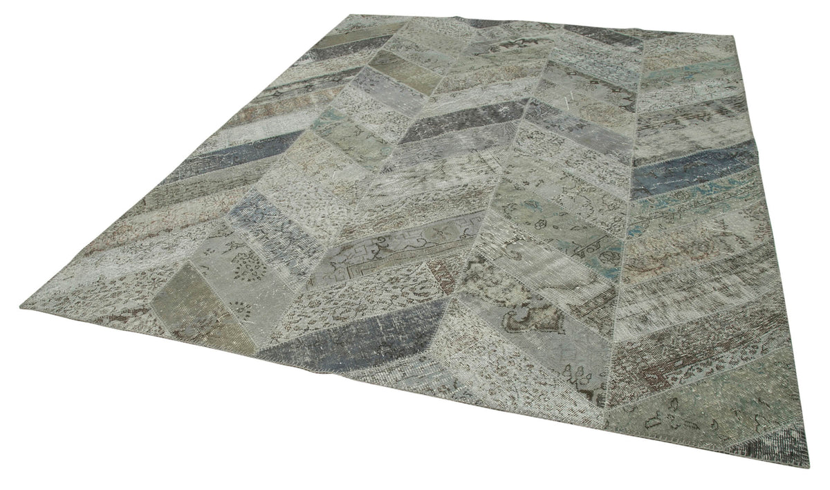 8x10 Grey Modern Patchwork Rug - 29652