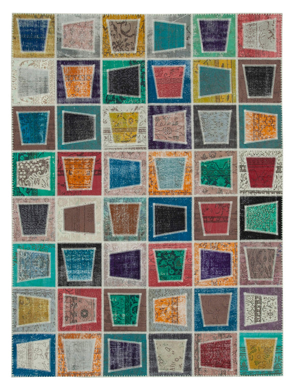 8x10 Multicolor Modern Patchwork Rug - 29654