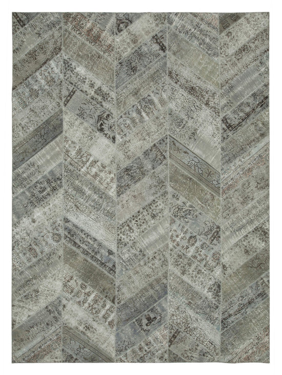 9x12 Grey Modern Patchwork Rug - 29682