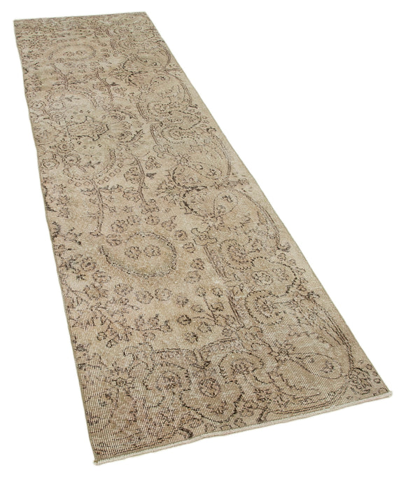 3x9 Beige Overdyed Runner Rug - 29705