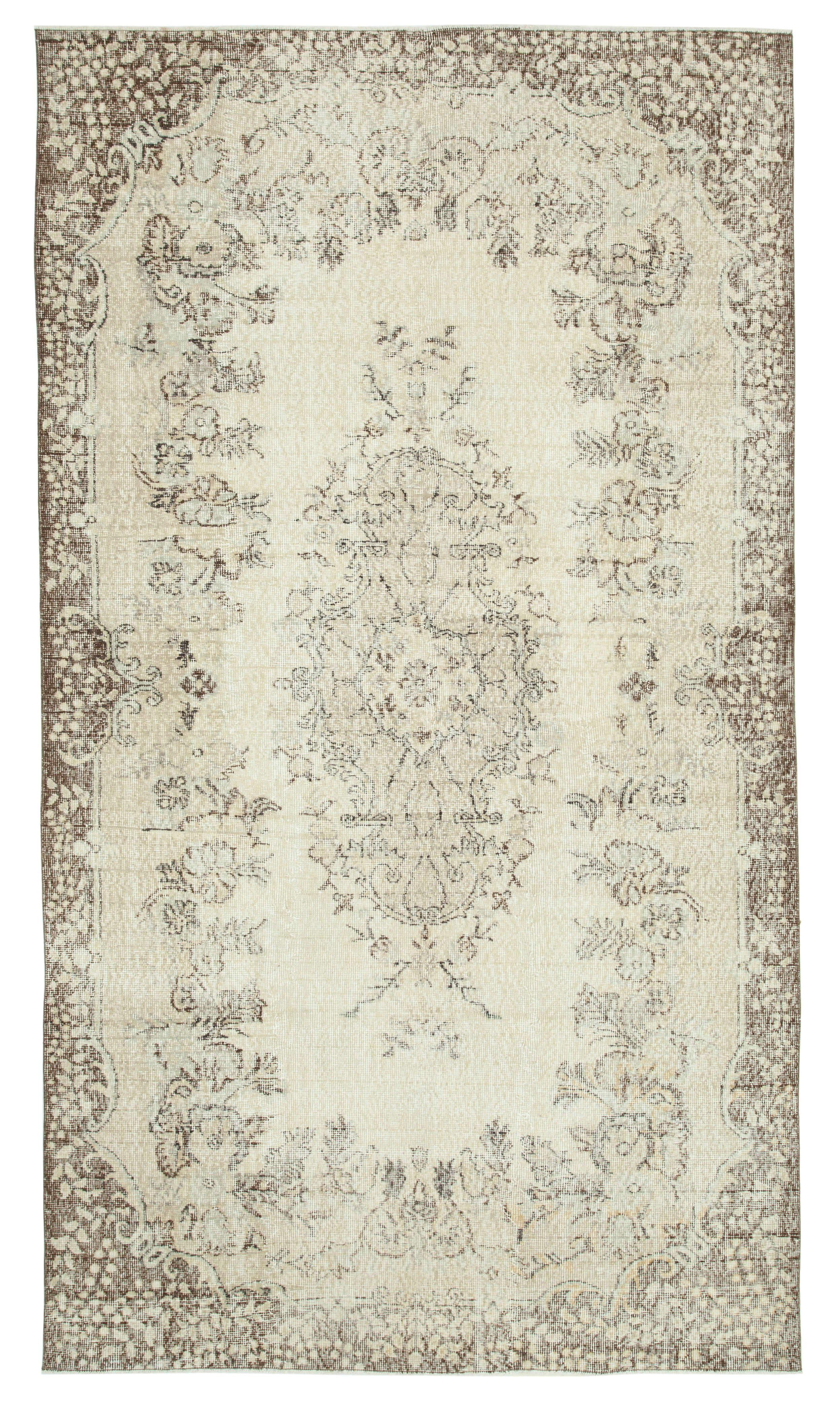 6x10 Beige Turkish Vintage Area Rug - 29767