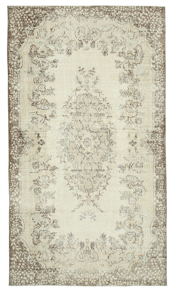 6x10 Beige Turkish Vintage Area Rug - 29767