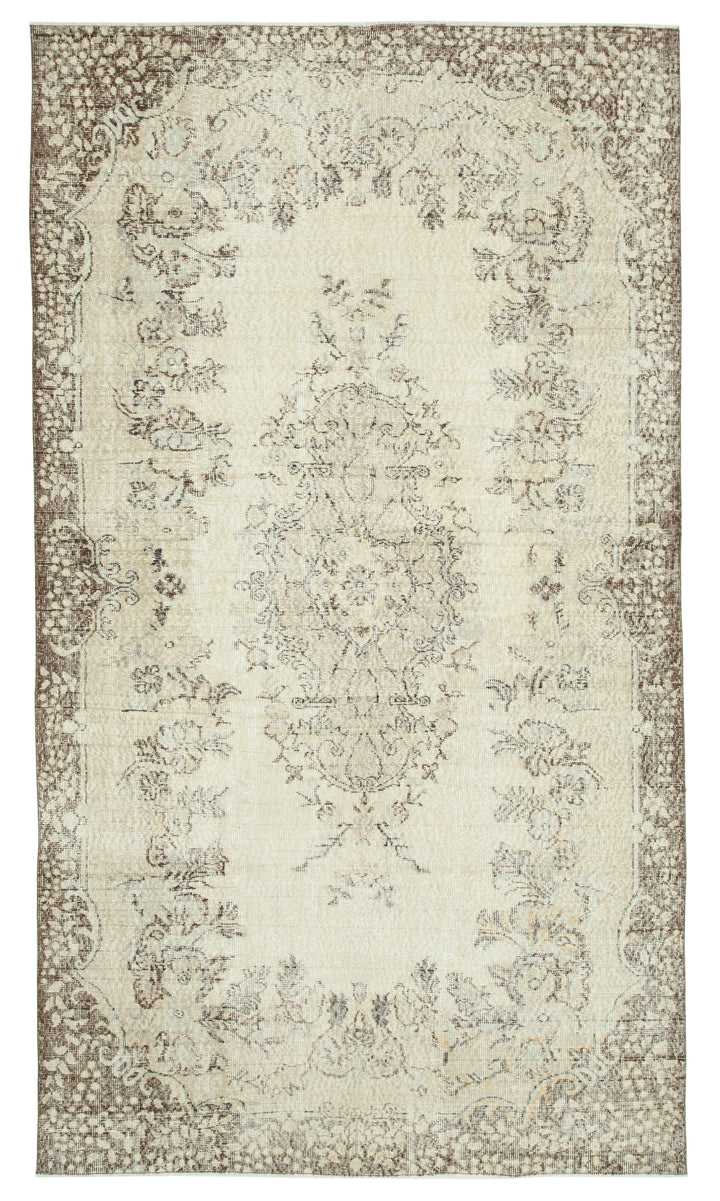 6x10 Beige Turkish Vintage Area Rug - 29767