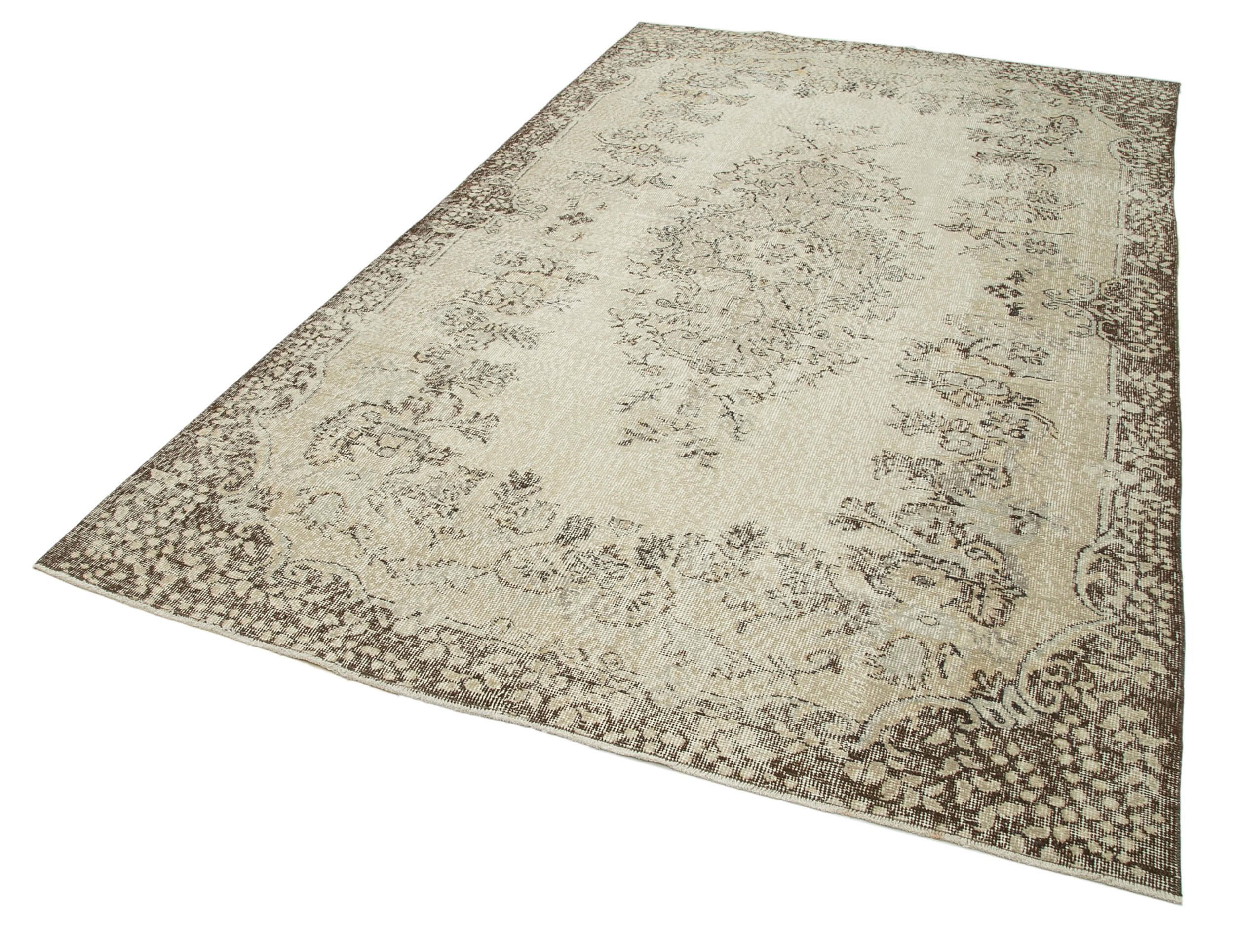 6x10 Beige Turkish Vintage Area Rug - 29767