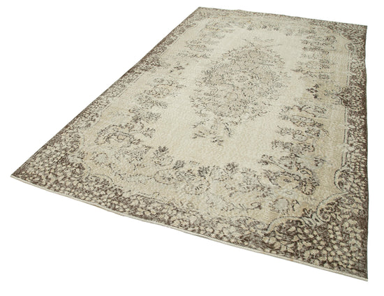 6x10 Beige Turkish Vintage Area Rug - 29767