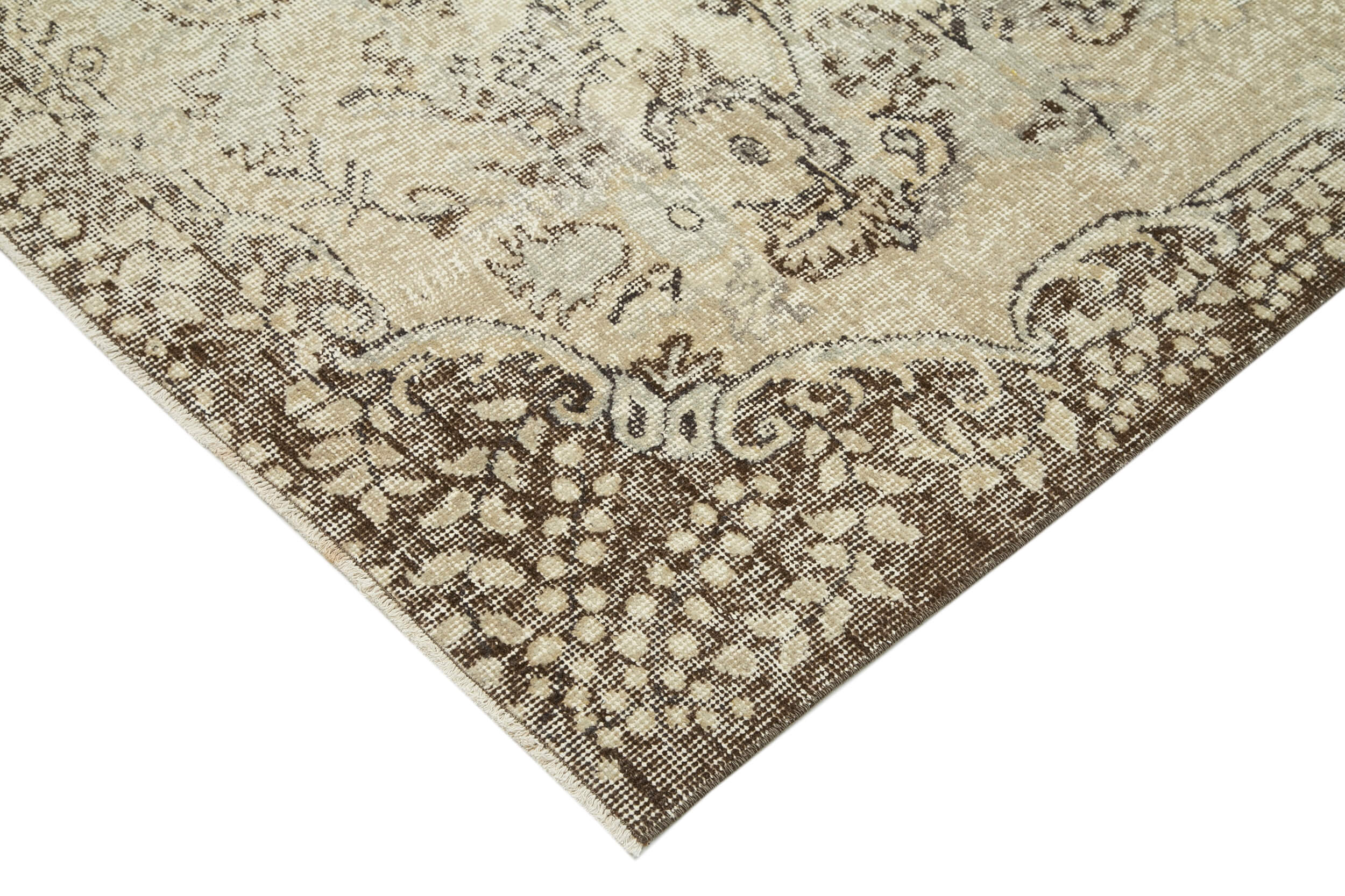 6x10 Beige Turkish Vintage Area Rug - 29767