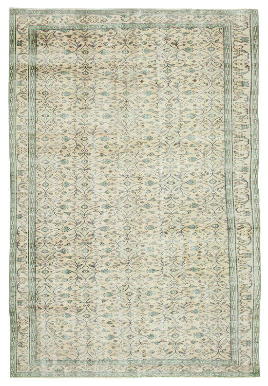 6x9 Beige Turkish Vintage Area Rug - 29768