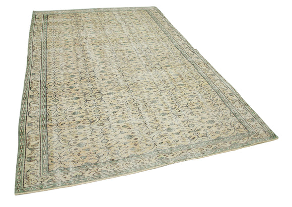 6x9 Beige Turkish Vintage Area Rug - 29768