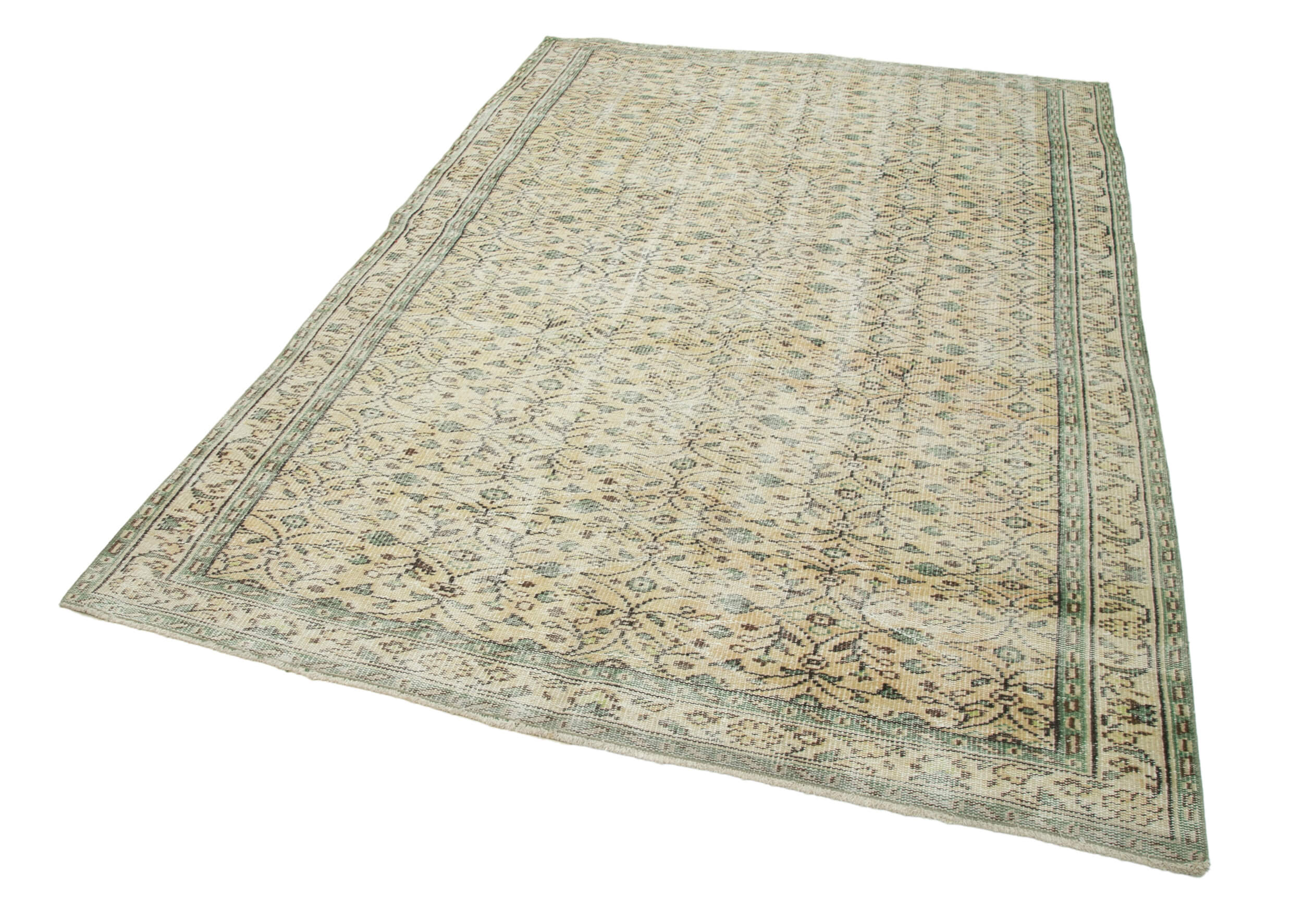 6x9 Beige Turkish Vintage Area Rug - 29768