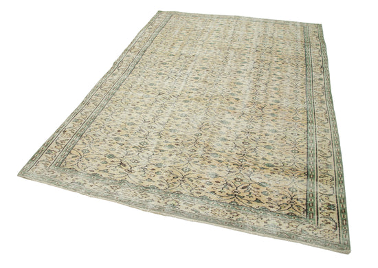 6x9 Beige Turkish Vintage Area Rug - 29768