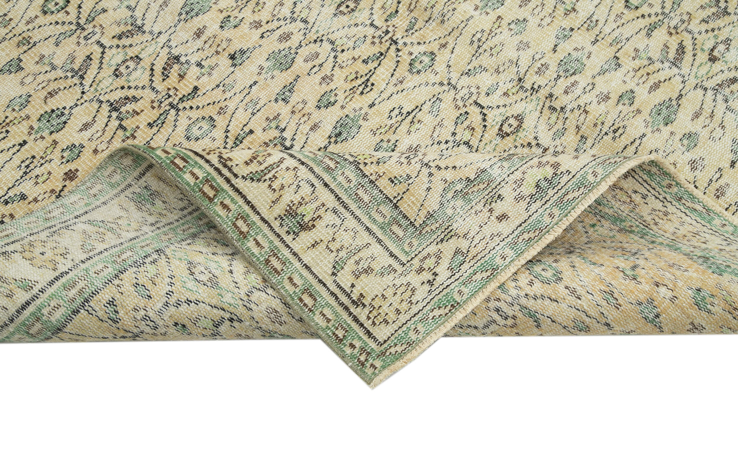 6x9 Beige Turkish Vintage Area Rug - 29768