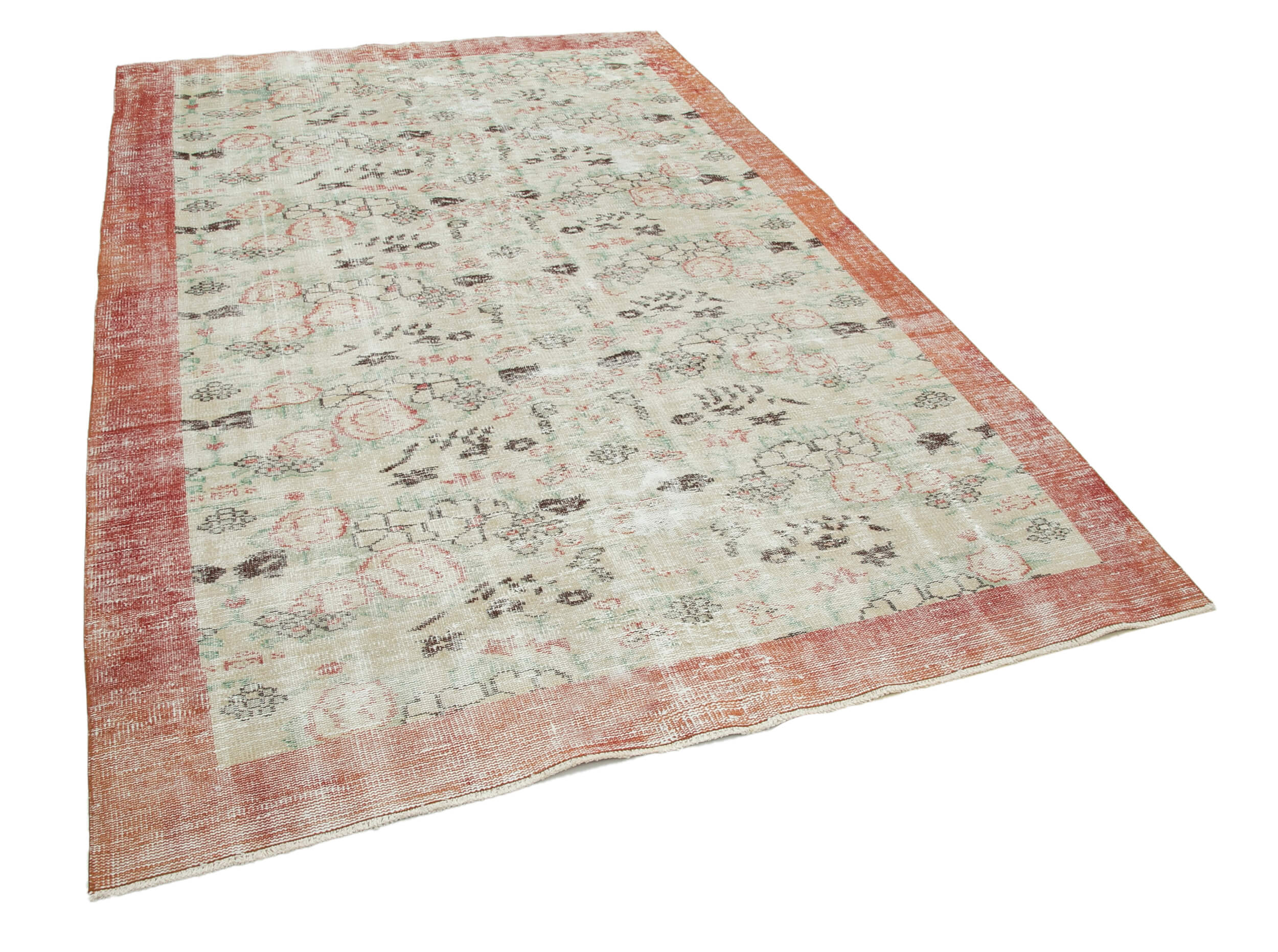 6x9 Beige Turkish Vintage Area Rug - 29774