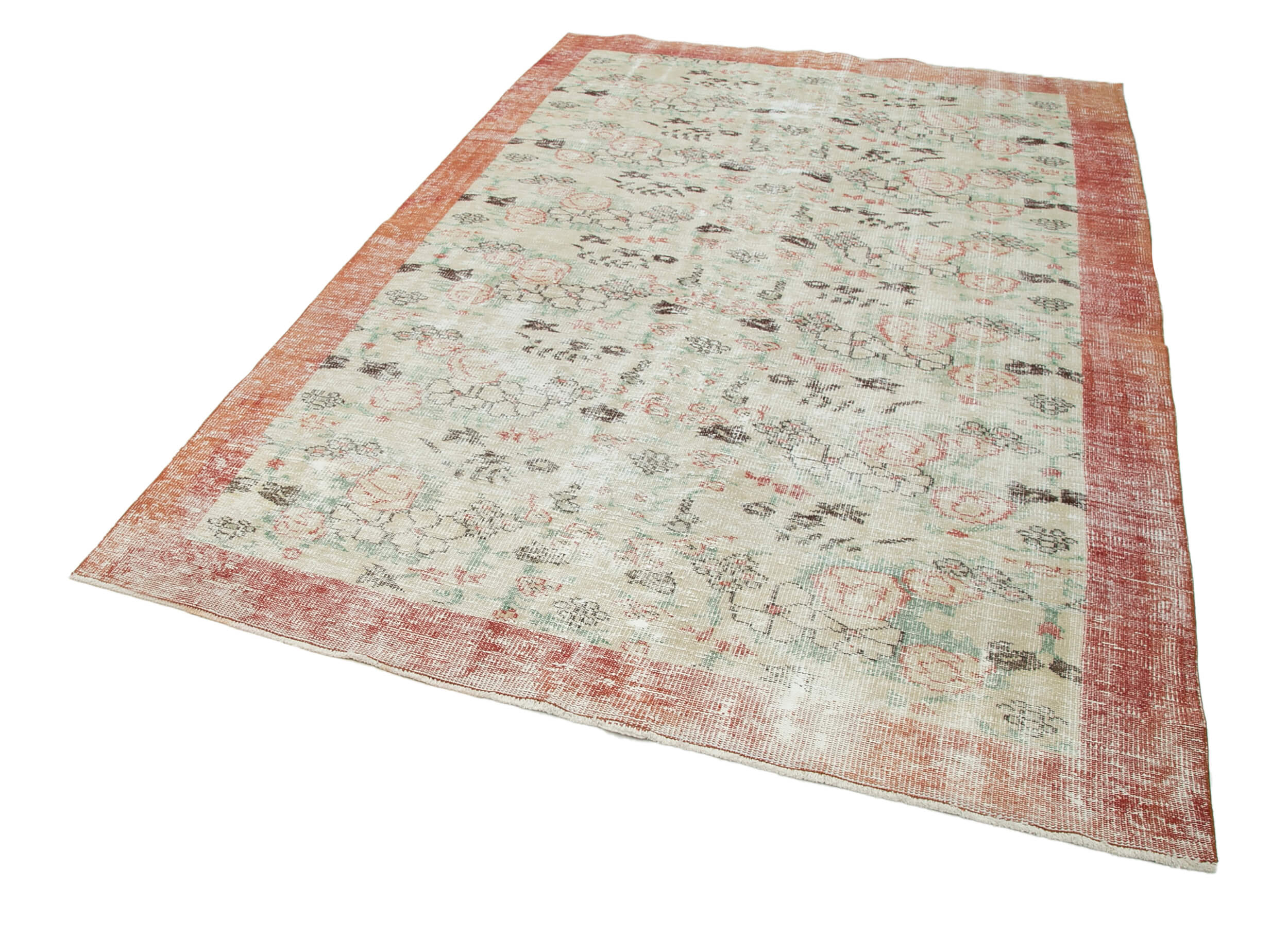 6x9 Beige Turkish Vintage Area Rug - 29774