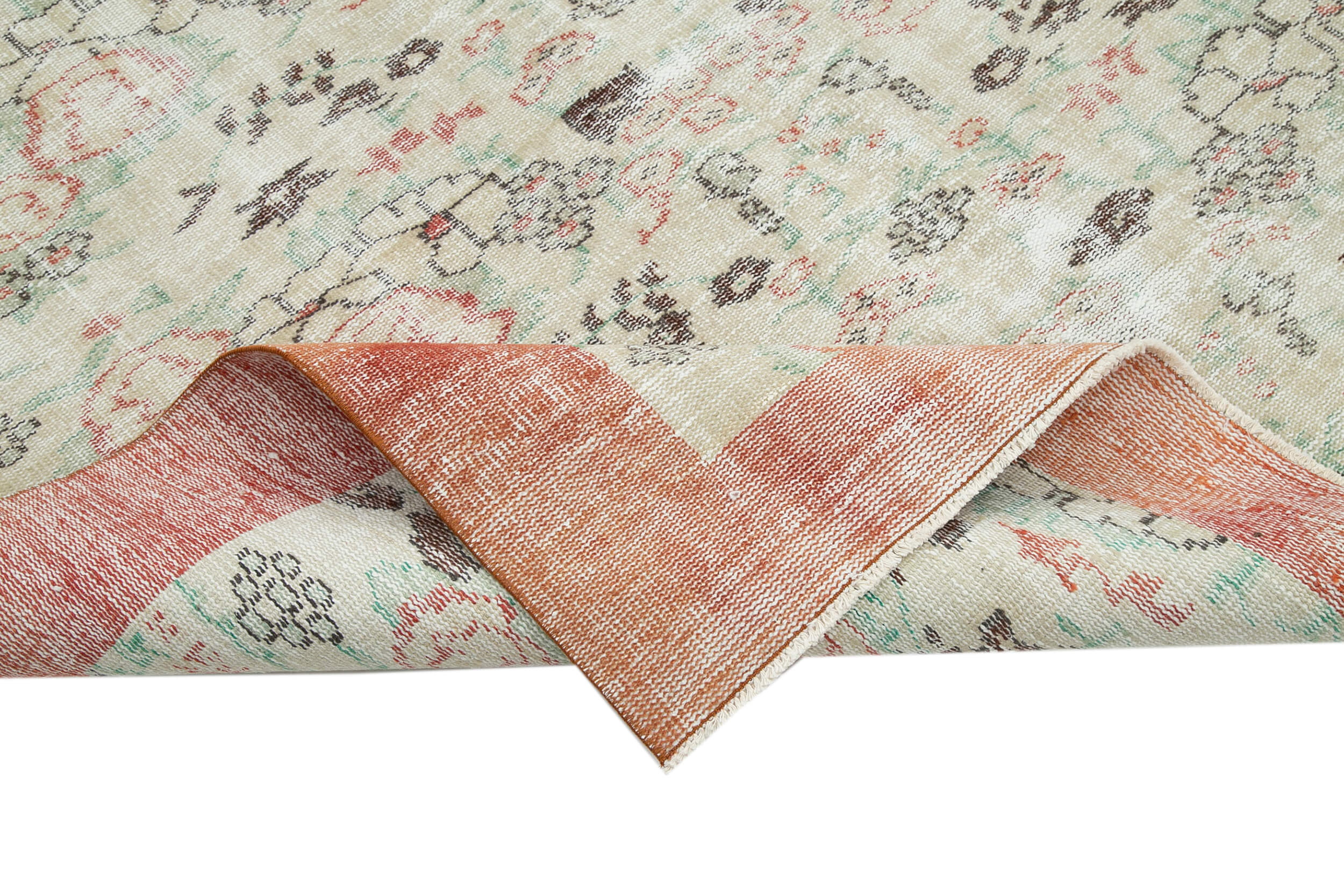 6x9 Beige Turkish Vintage Area Rug - 29774