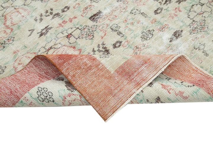 6x9 Beige Turkish Vintage Area Rug - 29774