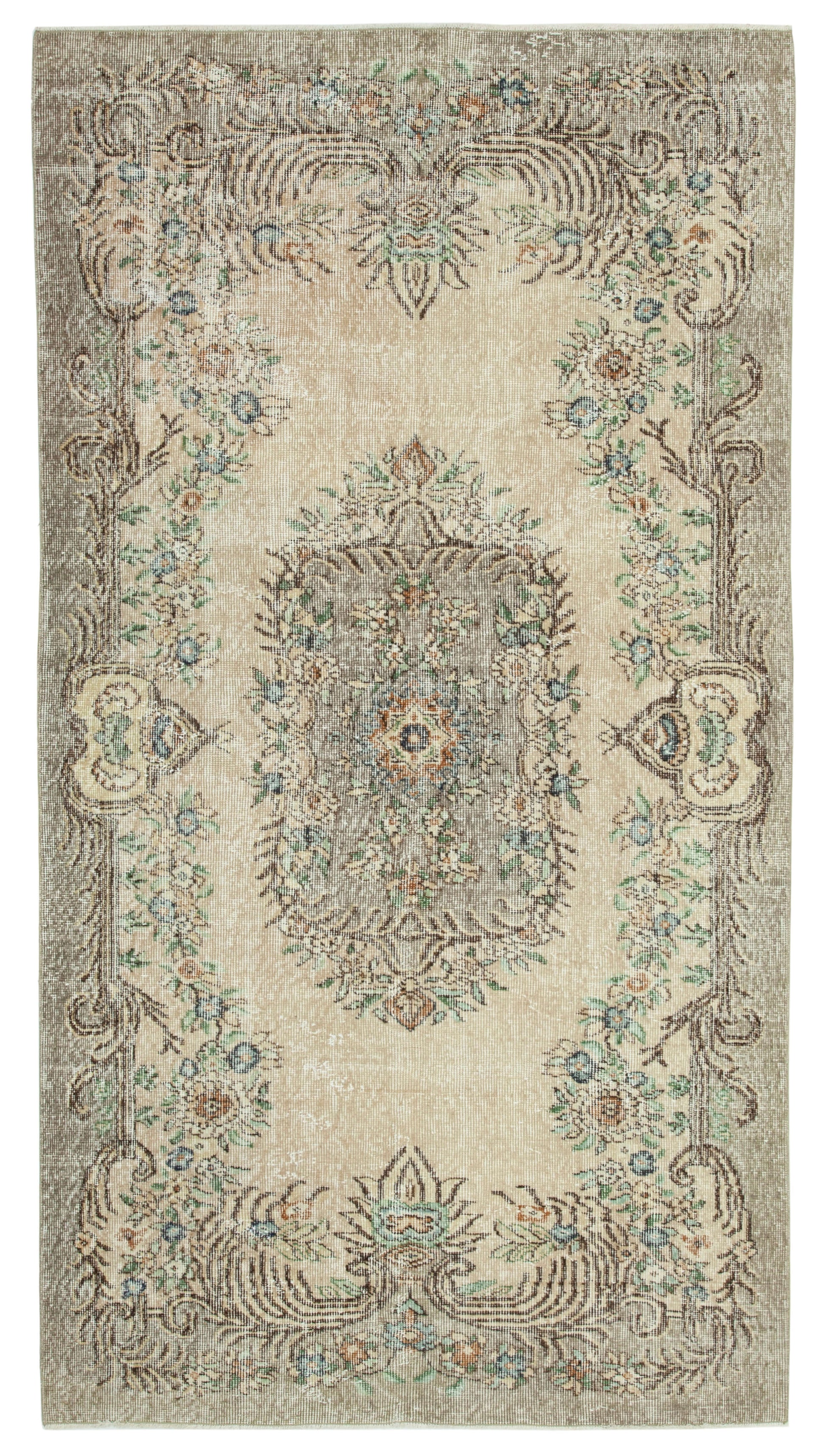 4x8 Beige Turkish Vintage Area Rug - 29780