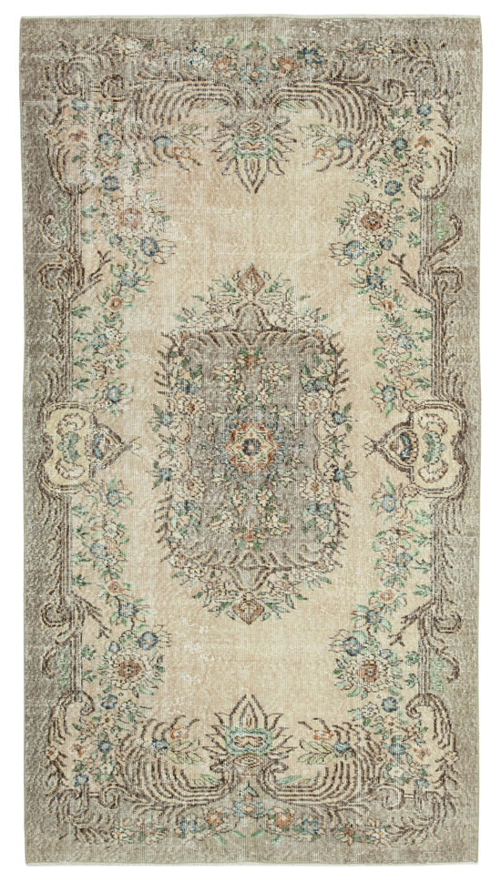 4x8 Beige Turkish Vintage Area Rug - 29780
