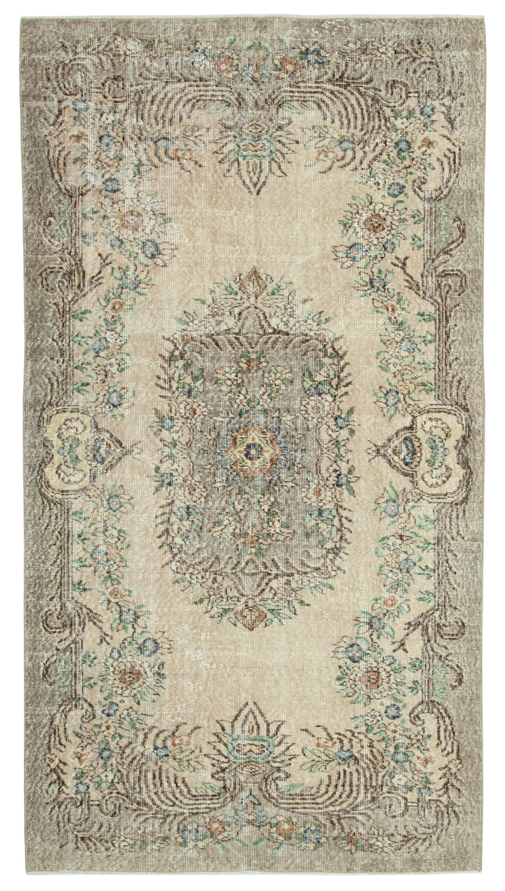 4x8 Beige Turkish Vintage Area Rug - 29780