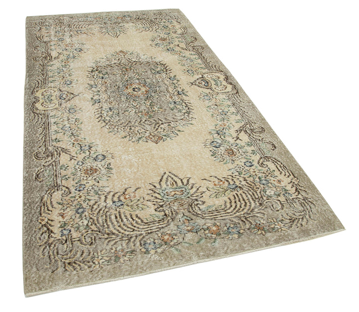 4x8 Beige Turkish Vintage Area Rug - 29780