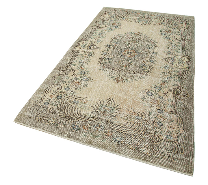 4x8 Beige Turkish Vintage Area Rug - 29780