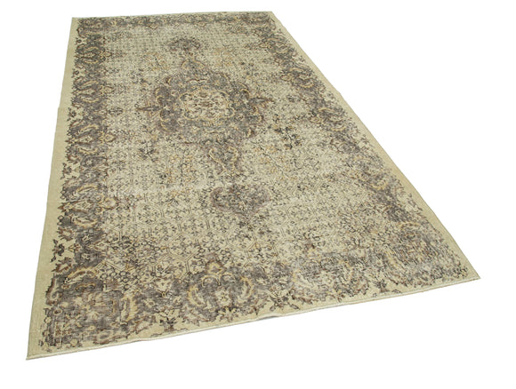 5x9 Beige Turkish Vintage Area Rug - 29783