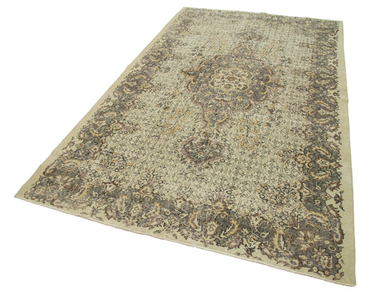 5x9 Beige Turkish Vintage Area Rug - 29783