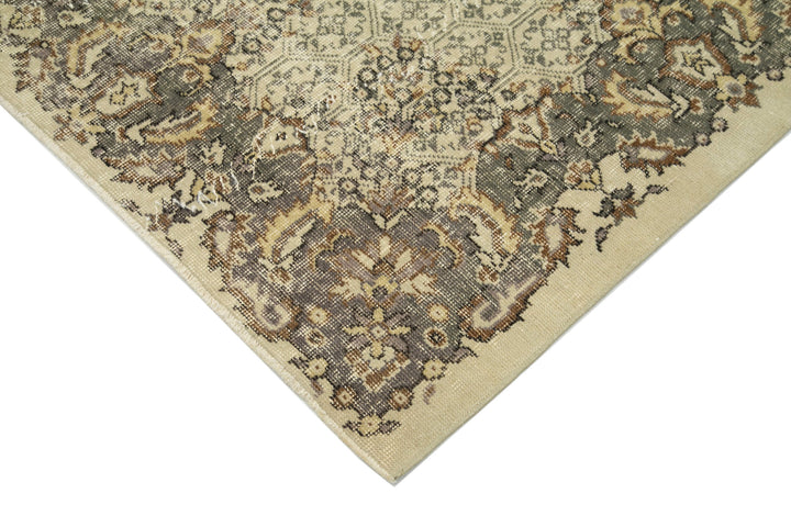 5x9 Beige Turkish Vintage Area Rug - 29783