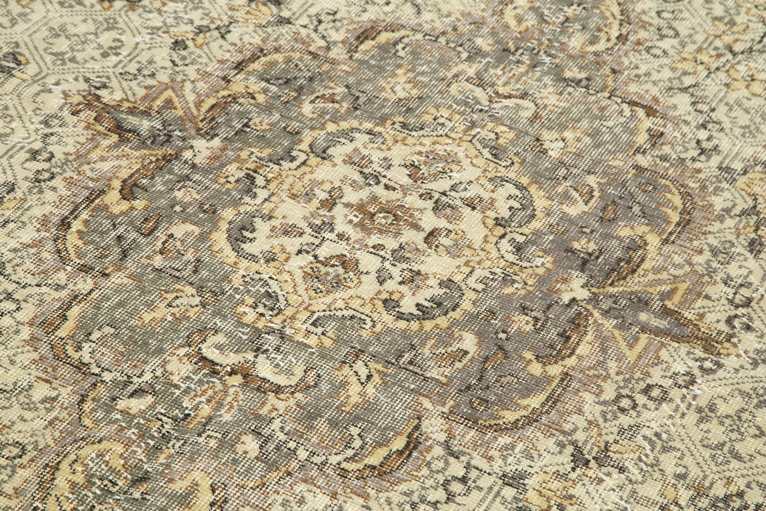 5x9 Beige Turkish Vintage Area Rug - 29783