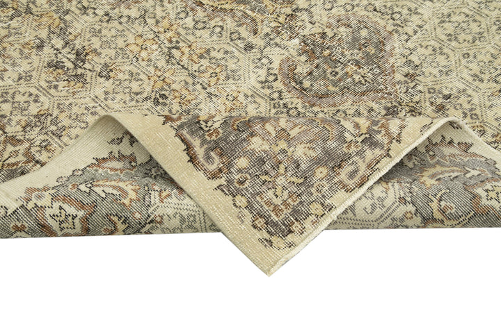 5x9 Beige Turkish Vintage Area Rug - 29783