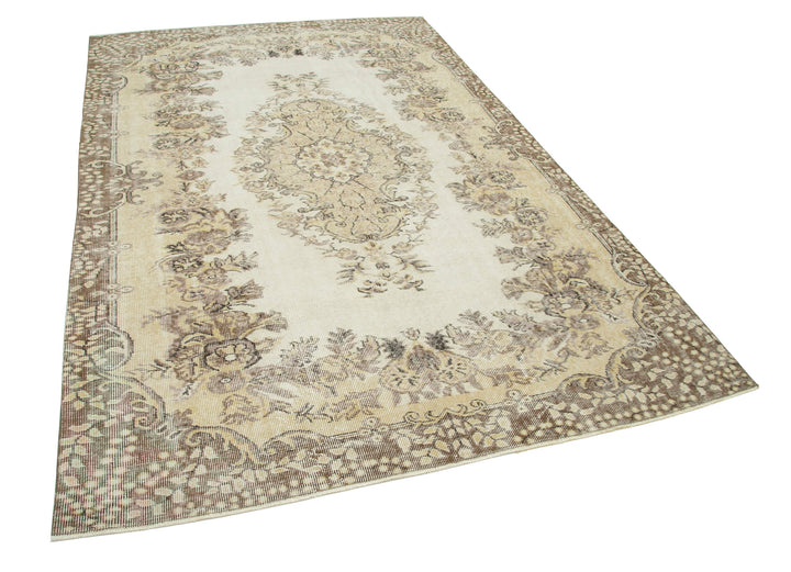 6x9 Beige Turkish Vintage Area Rug - 29787