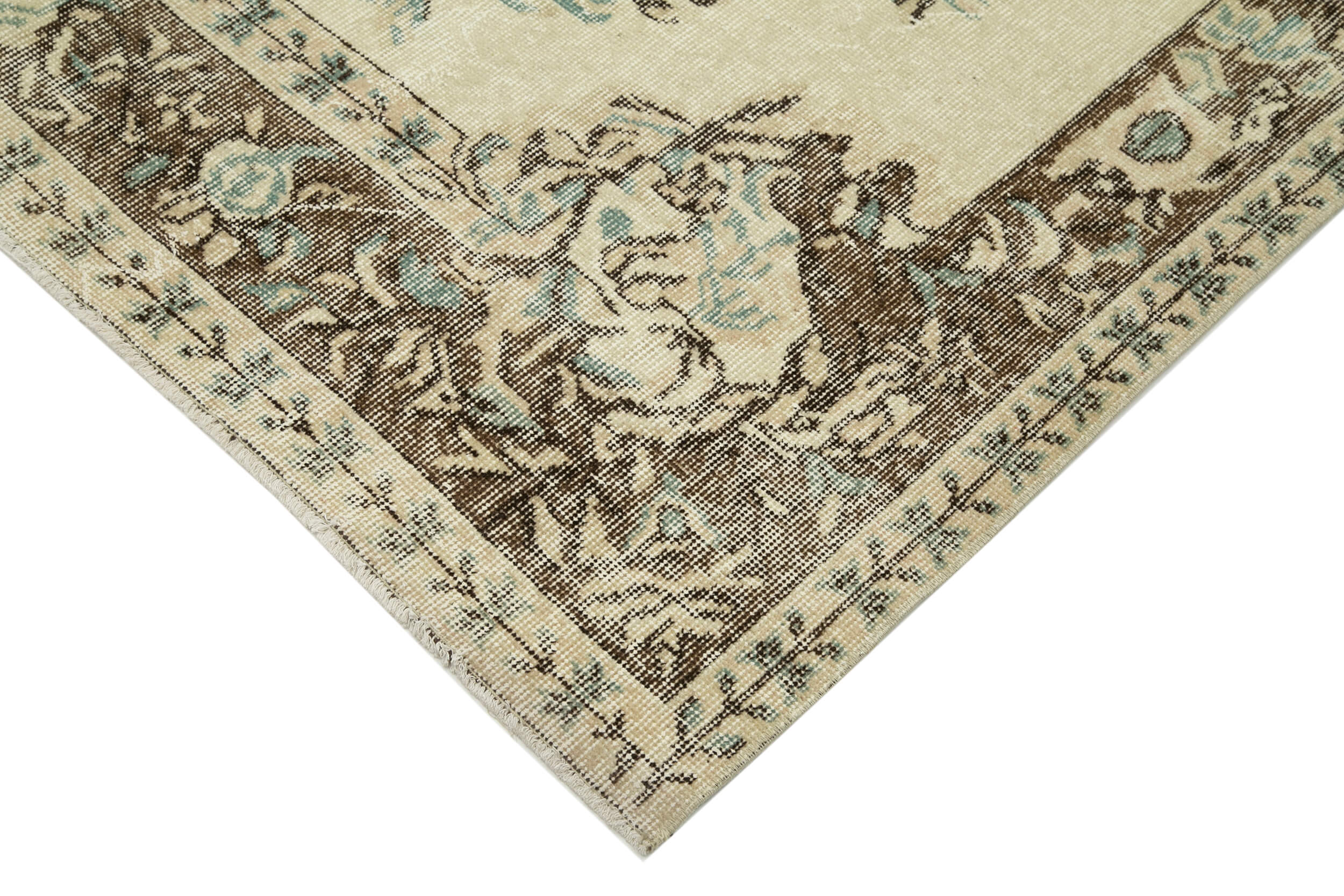 6x9 Beige Turkish Vintage Area Rug - 29788