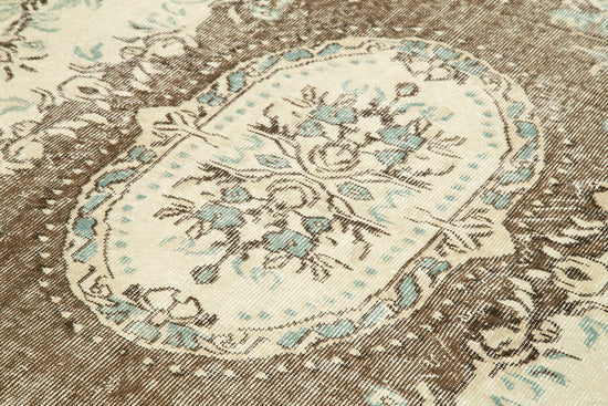 6x9 Beige Turkish Vintage Area Rug - 29788