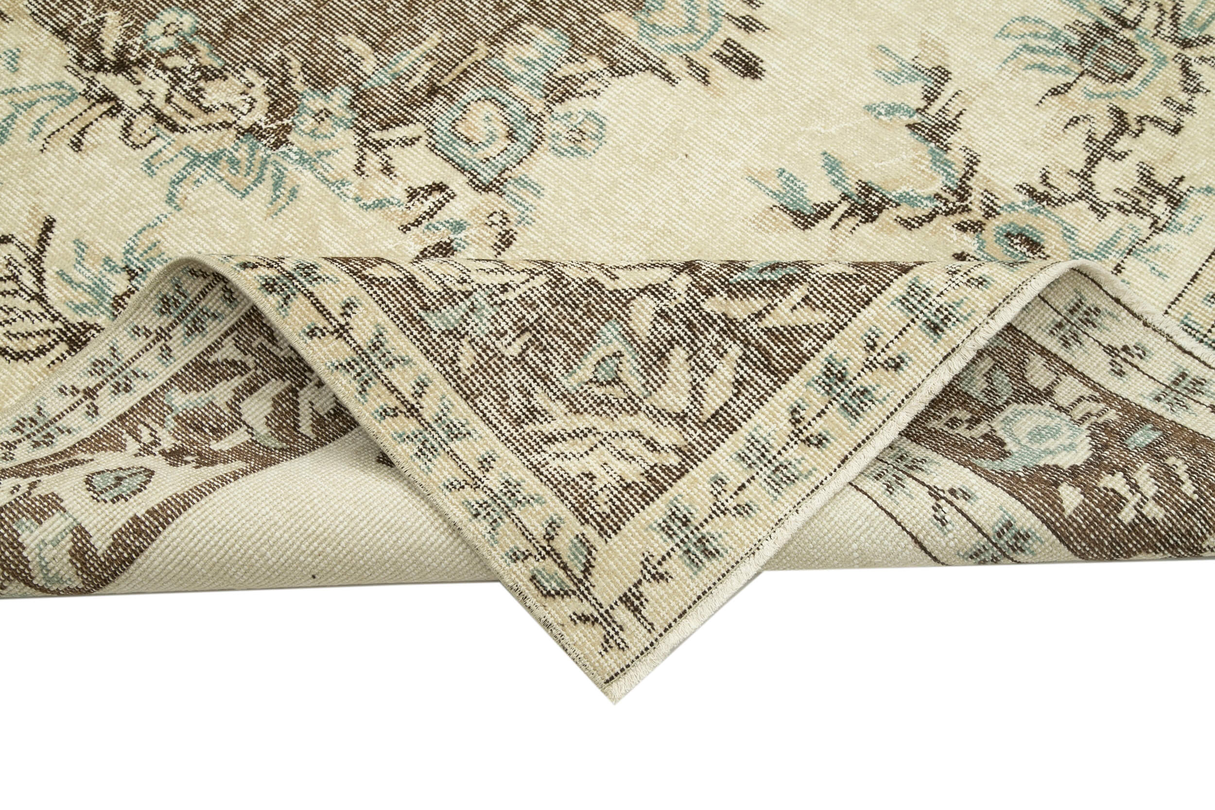 6x9 Beige Turkish Vintage Area Rug - 29788