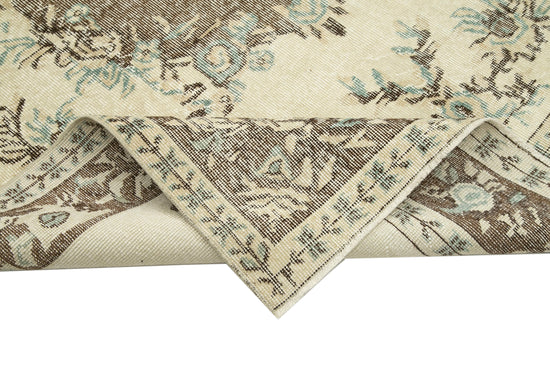 6x9 Beige Turkish Vintage Area Rug - 29788