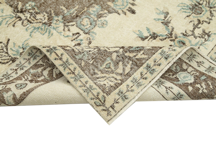 6x9 Beige Turkish Vintage Area Rug - 29788
